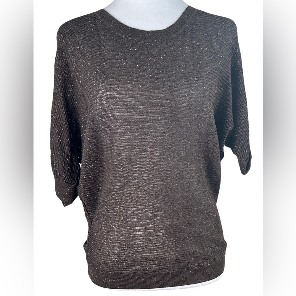 A.N.A Brown and Gold metallic sweater